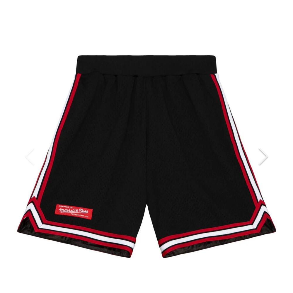 NWT! Mitchell & Ness Branded M&N Box Logo Mesh Short Black Red- Size Small